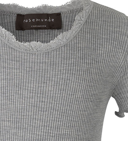 Rosemunde T-shirt - Silke/Bomuld - Noos - Light Grey Melange