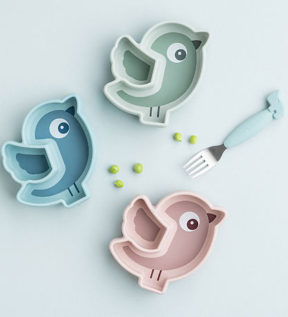 Done by Deer Snacktallerken - Stick & Stay - Birdee - Blå