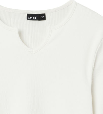 LMTD T-shirt - Rib - NlfDidaope Short Top - White Alyssum