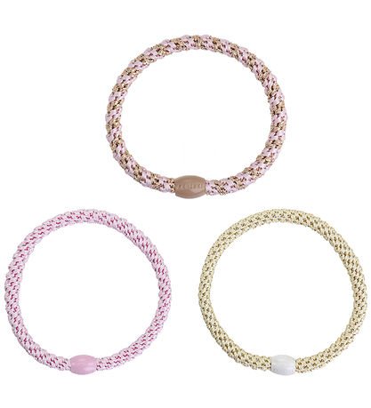 Kknekki Hårelastikker - Slim - 6-pak - Rosa/Creme