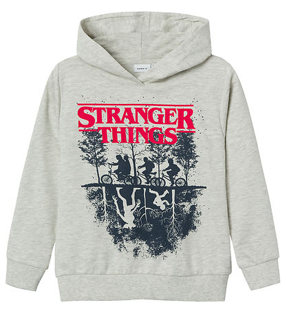 Name It Hættetrøje - NkmFinny Stranger Things - Light Grey Melan