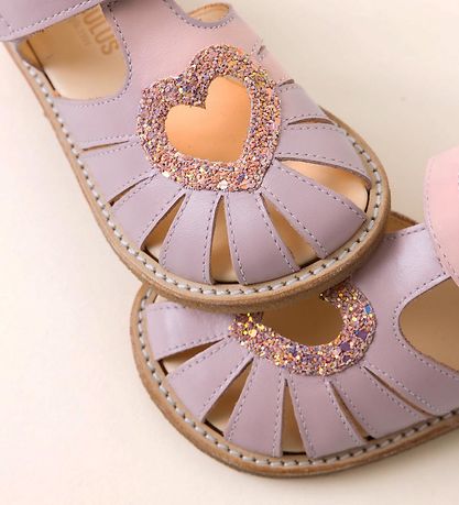 Angulus Sandaler - Hjertesandal - Pale Rose/Rose Glitter