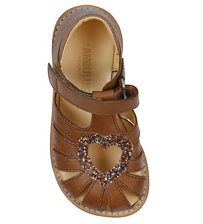 Angulus Sandaler - Hjertesandal - Tan/Multi Glitter