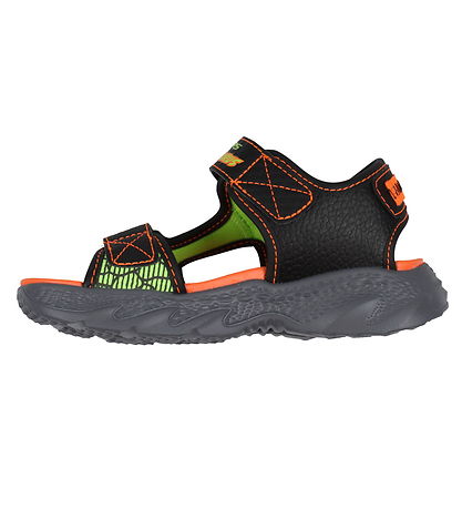 Skechers Sandaler m. Lys - Creature Splash - Black/Orange