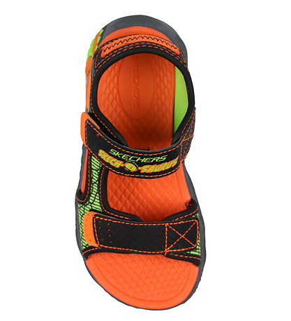 Skechers Sandaler m. Lys - Creature Splash - Black/Orange