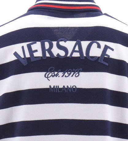 Versace Polo - Navy/Hvidstribet m. Tekst