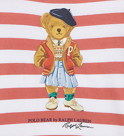 Polo Ralph Lauren Body k/ - Rd/Hvidstribet m. Bamse