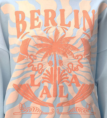 Lala Berlin Hættetrøje - Irina - Sunset Palm Cashmere Blue