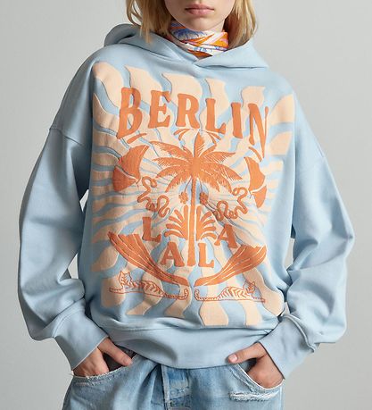 Lala Berlin Hættetrøje - Irina - Sunset Palm Cashmere Blue