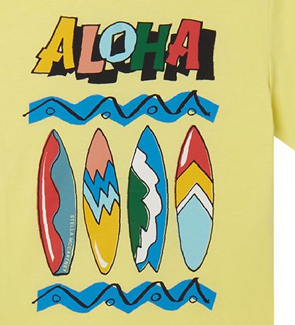 Stella McCartney Kids T-shirt - Gul m. Surfbrtter