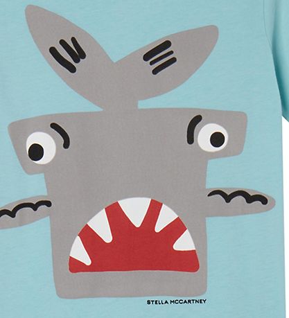 Stella McCartney Kids T-shirt - Lysebl m. Haj