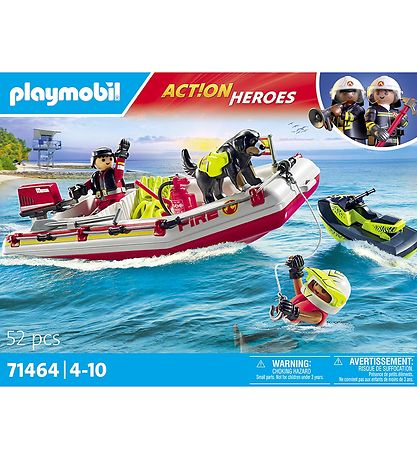 Playmobil Action Heroes - Brandbåd med Vandscooter - 71464 - 52 