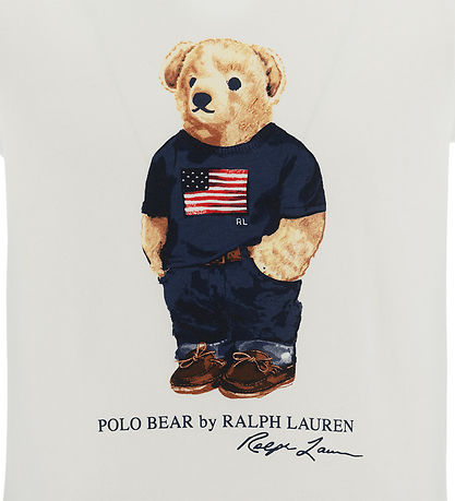 Polo Ralph Lauren Nattj - Hvid/Blstribet m. Bamse