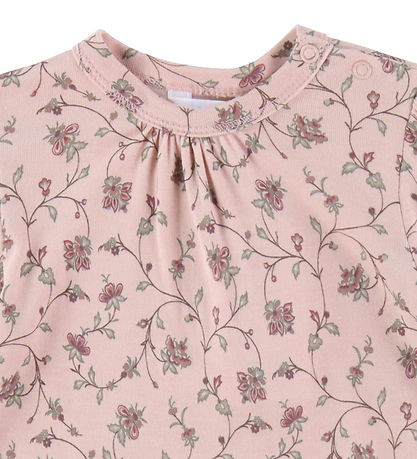 Joha Bluse - Bambus - Støvet Rosa m. Blomster