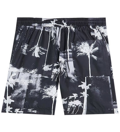 Calvin Klein Badeshorts - Drawstring - Palm Black Aop