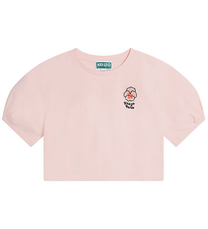 Kenzo T-shirt - Cropped - Veiled Pink m. Blomst