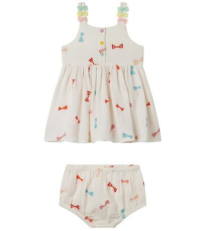 Stella McCartney Kids Kjole m. Bloomers - Hvid m. Sljfer