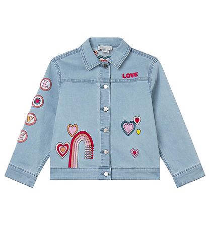 Stella McCartney Kids Denimjakke - Lysebl m. Patches