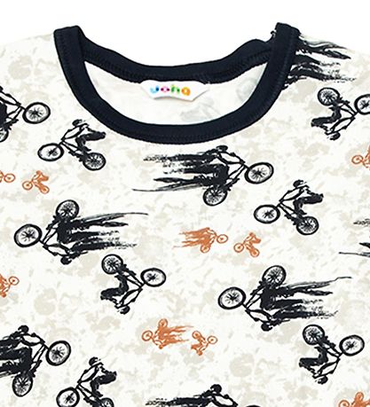 Joha Nattøj - Bambus - Off White/Marineblå m. Cykel