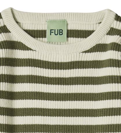 FUB Bluse - Strik - Rib - Ecru/Olive