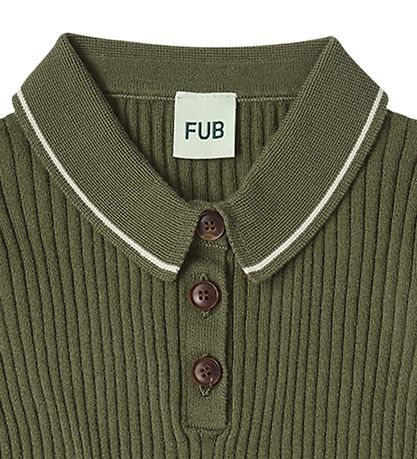 FUB Polo - Strik - Rib - Olive m. Striber