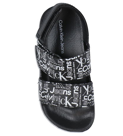 Calvin Klein Badesandaler - Velcro - Sort m. Hvid