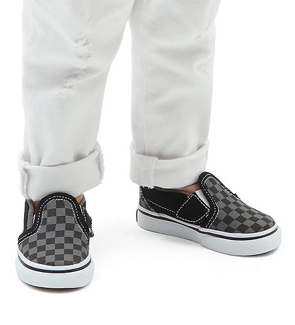 Vans Sko - Slip-On V Checkerboard - Sort/Gr