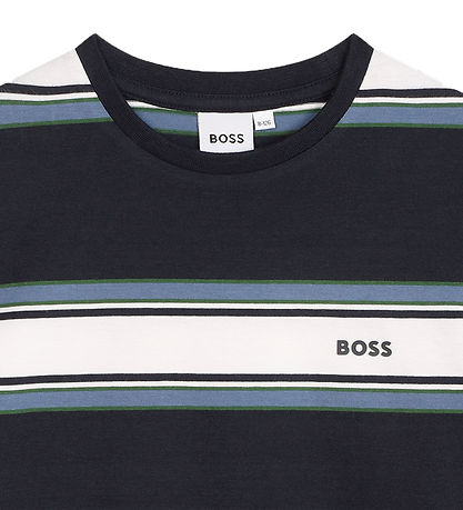 BOSS T-shirt - Navy/Hvidstribet m. Bl