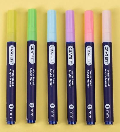 Crateit Tuscher - 1mm - 6 stk. - Pastels