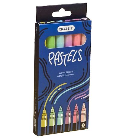 Crateit Tuscher - 1mm - 6 stk. - Pastels