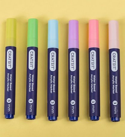 Crateit Tuscher - 3 mm - 6 stk. - Pastels