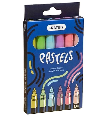 Crateit Tuscher - 3 mm - 6 stk. - Pastels