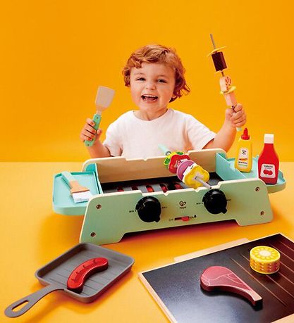 Hape Legemad m. Lyd/Lys - Træ - Sizzling Griddle & Grill BBQ
