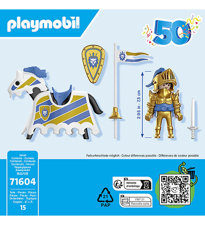 Playmobil Figur - Jubilumsridder - 71604 - 15 Dele