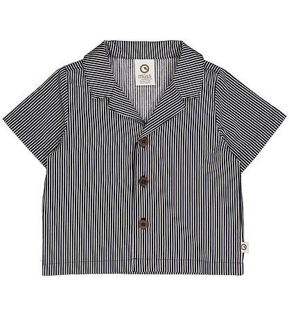 Msli Skjorte - Poplin Stripe - Balsam Cream/Night Blue