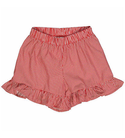 Msli Shorts - Poplin Stripe Frill - Balsam Cream/Apple Red