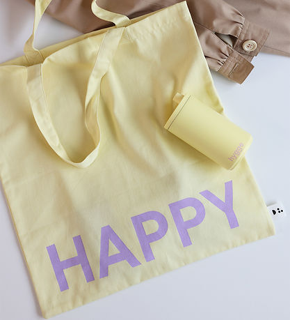 Design Letters Shopper - Happy - Gul m. Lilla