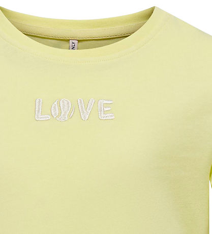 Kids Only T-shirt - KogLovely Life - Yellow Pear m. Broderi
