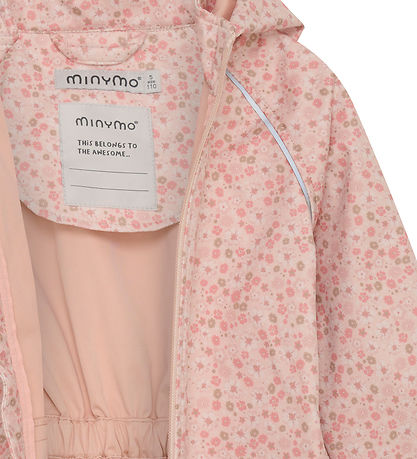 Minymo Softshelljakke - Peach Beige m. Blomster