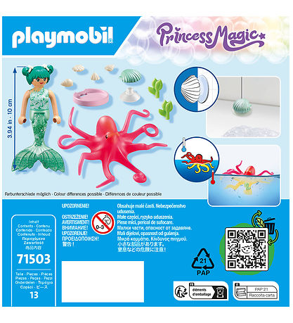 Playmobil Princess Magic - Havfrue m. Blksprutte - 71503 - 13 D