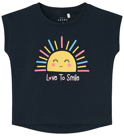 Name It T-shirt - NmfVigea - Dark Sapphire/Love To Smile