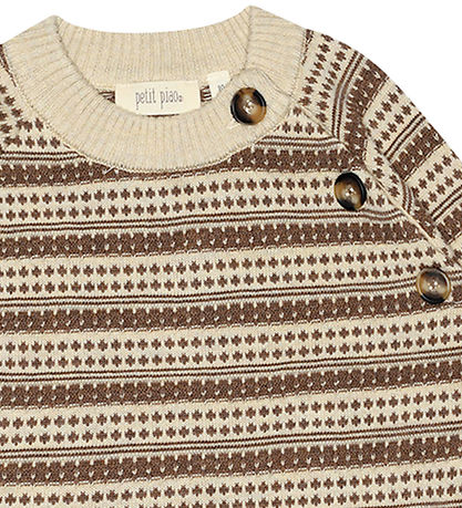 Petit Piao Bluse - Strik - Light Nordic - Off White/Brown Melang