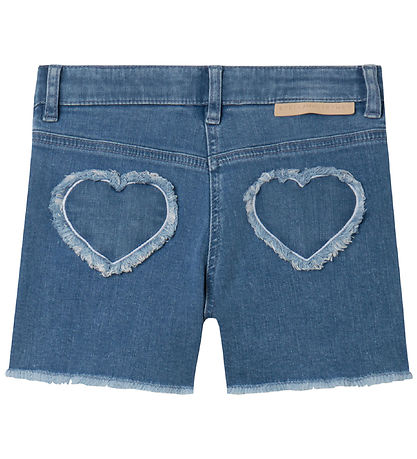 Stella McCartney Kids Denimshorts - Lysebl m. Hjerter