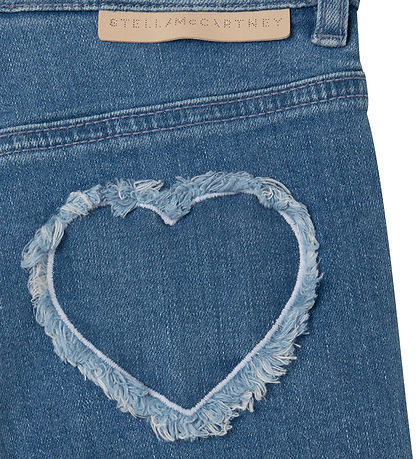 Stella McCartney Kids Denimshorts - Lyseblå m. Hjerter