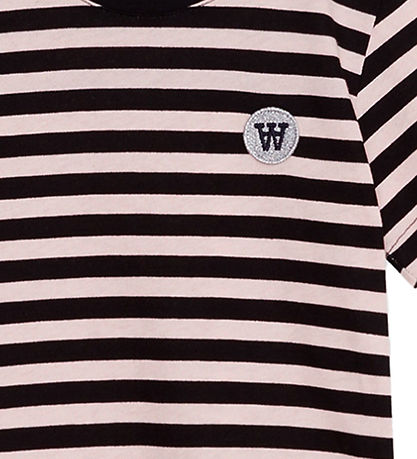 Wood Wood T-Shirt - Ola - Pink/Black Stripes