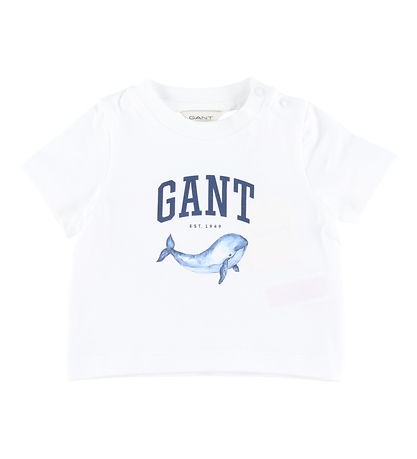 GANT T-shirt - Whale Print - Hvid