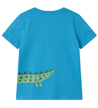 Name It T-Shirt - NmmHellan - Swedish Blue m. Krokodille