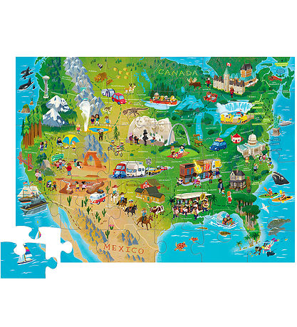 Crocodile Creek Puslespil - 36 Brikker - Discover America Map