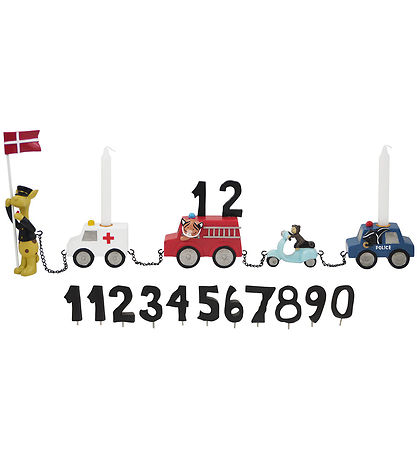 Kids by Friis Fødselsdagstog - Biler m. 11 tal