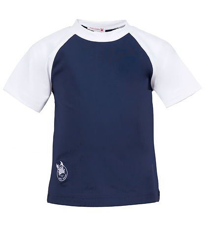 Petit Crabe Badebluse - Raglan - UV50+ - Blue/White